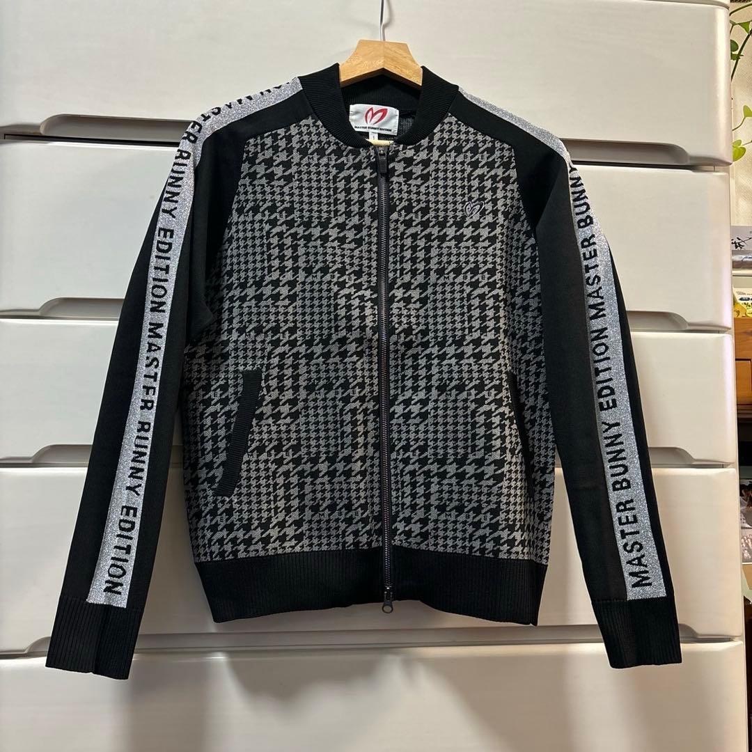 マスターバニー14G 天竺度詰めジャガード千鳥柄ブルゾン黒×グレーサイズ1