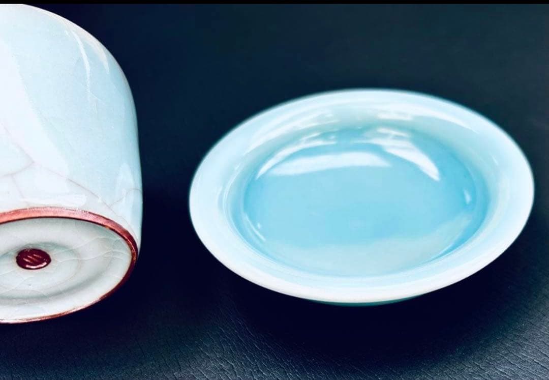 作家　鈴木三成作　青瓷「氷裂」「淀青」 2点セット