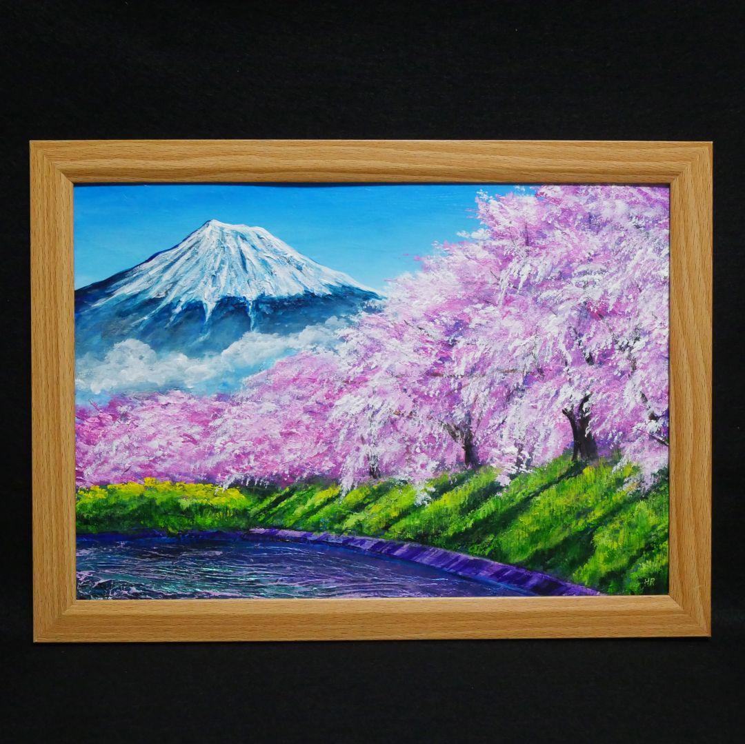 油絵 油彩 油彩画 絵 絵画【龍巌淵の桜】