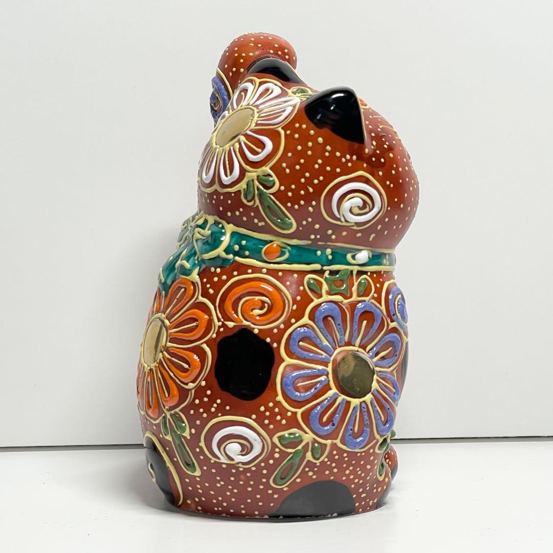 【願いが叶う】【厄除け】【病除け】【九谷焼】招き猫 赤盛り 左手３号