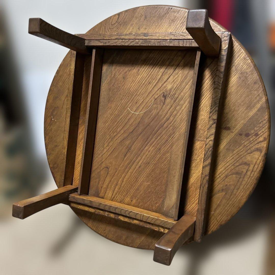 ちゃぶ台　折りたたみ円形木製テーブル　1950年代ヴィンテージ　昭和レトロ