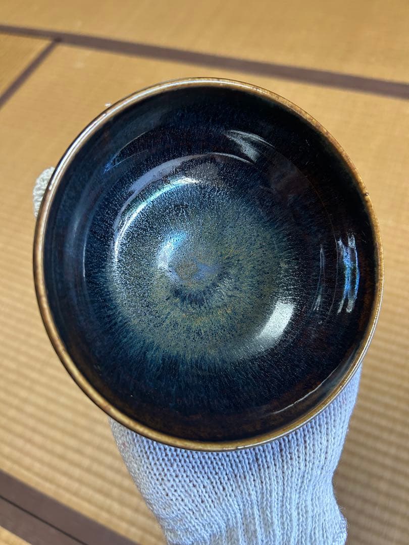 【天目夏茶碗 箱付き】 天目 茶碗 抹茶碗 茶道具 陶器 和食器 九谷焼 骨董