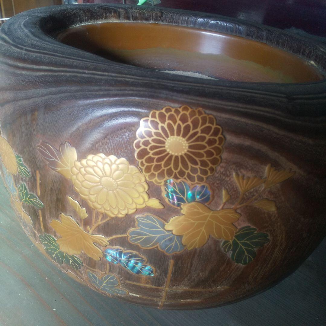 火鉢 時代物 桐火鉢 蒔絵 螺鈿細工 手炙り 古美術 古民具 漆芸 木製