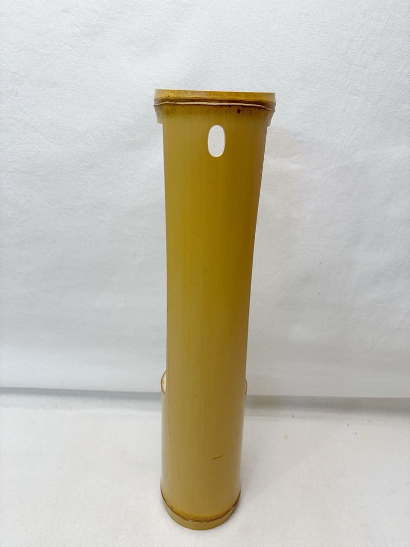 ほぼ未使用 華道具 竹 鶴首花入 竹おとし付き 掛置兼用 竹工芸 天然竹製 紙箱