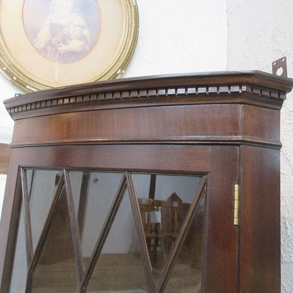 イギリス アンティーク 家具 ウォール コーナーキャビネット 英国 6102e