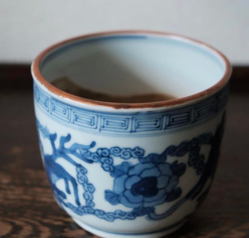 大明成化年製　古伊万里　花文染付火鉢　李朝　高麗　明代　祥瑞　蕎麦猪口　茶碗