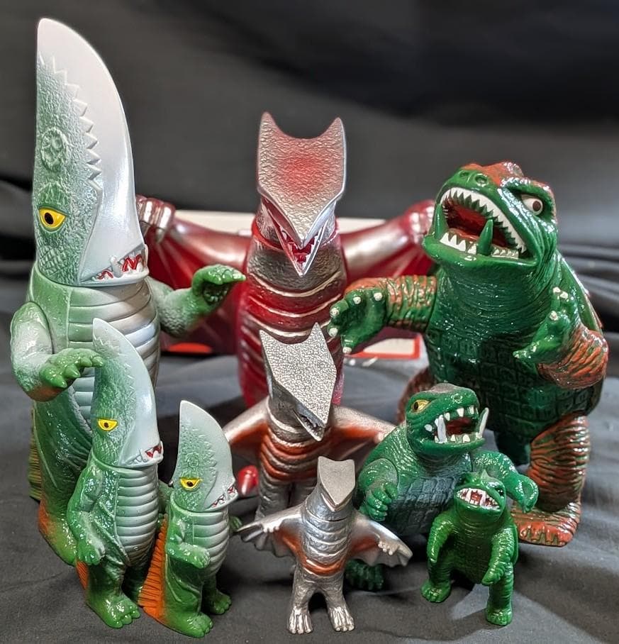 昭和ガメラ＆ギロン＆宇宙ギャオス（日東復刻・マルサン）ソフビフィギュア９体セット