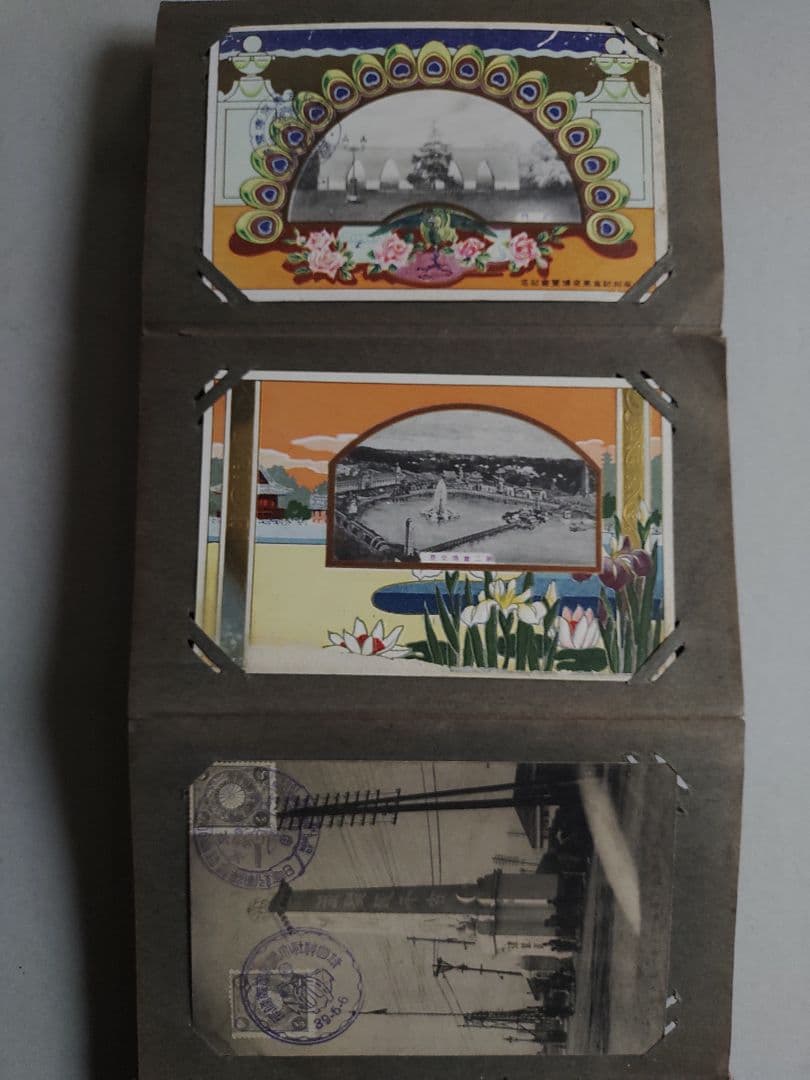 古絵葉書 36枚 アルバム 戦前 博覧会 アート 軍 記念絵葉書 大礼