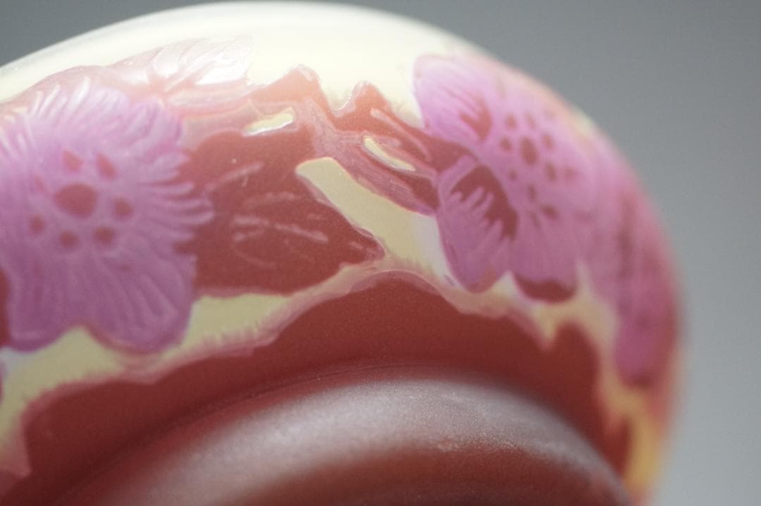 エミールガレ　ボンボニエール 蓋つき　カメオ彫り　被せガラス　高さ8cm