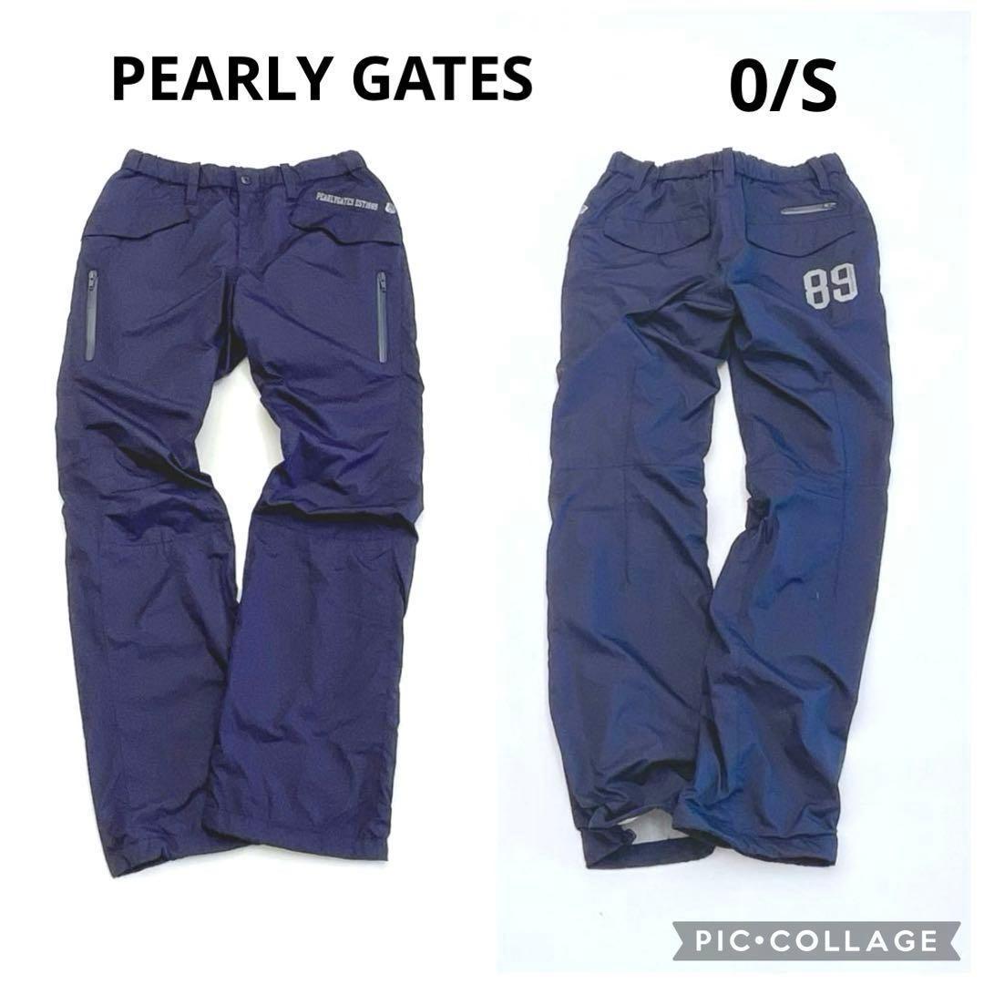 パーリーゲイツ ロングパンツ 0/S 裏起毛 ネイビー　バックロゴ　レディース