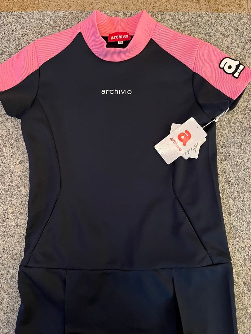 archivio レディース ゴルフ ワンピース ネイビー/ピンク