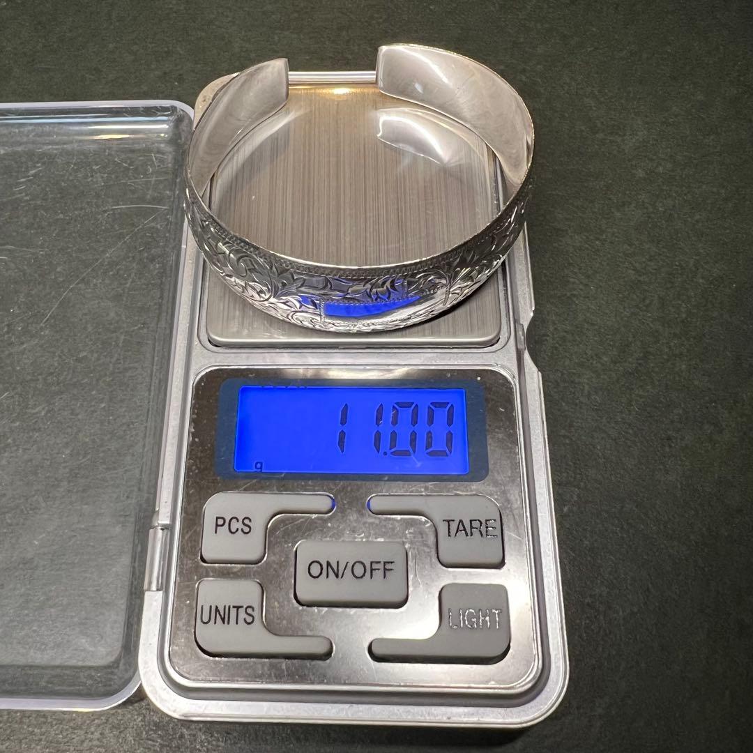 銀製 SILVER 950 刻印有 植物紋様 シルバーバングル ブレスレット純銀