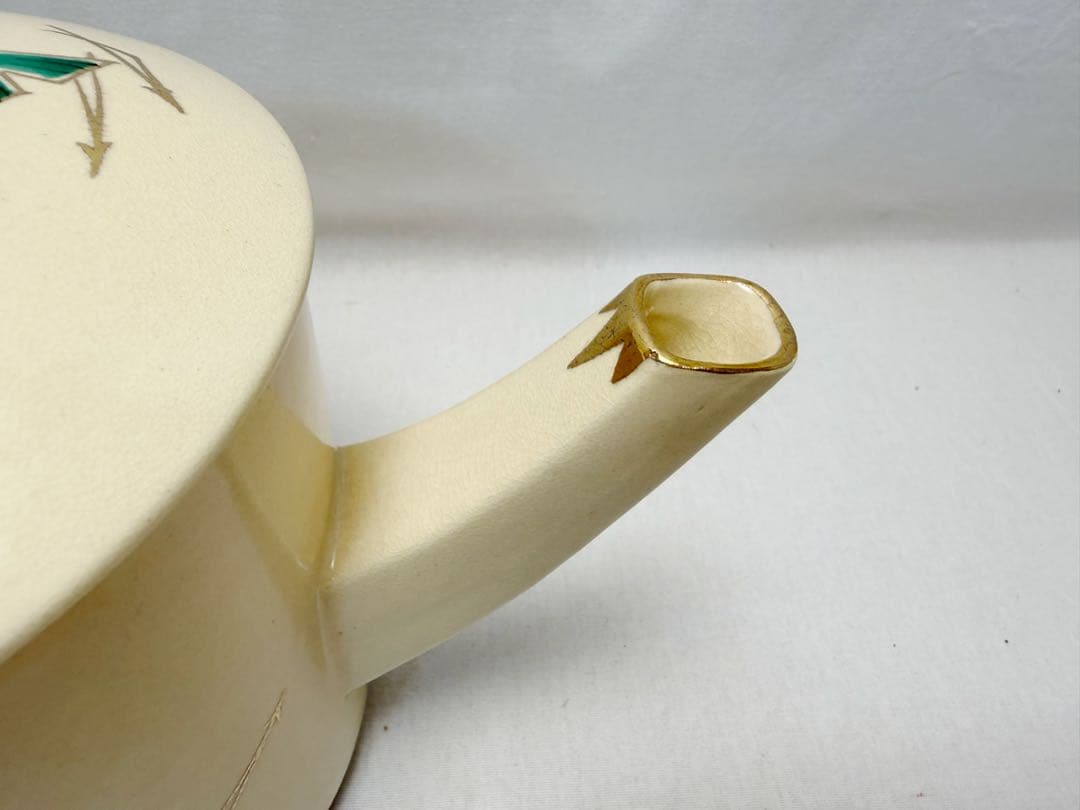 茶道具 陶楽造 仁清写 銀杏色絵 水次 片口水注 共箱