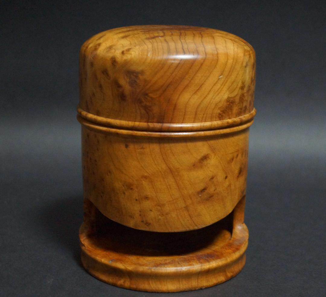 煎茶道具 唐木カリン花梨 玉杢 葡萄杢 茶托6客 造形茶托入れセット美しい木目