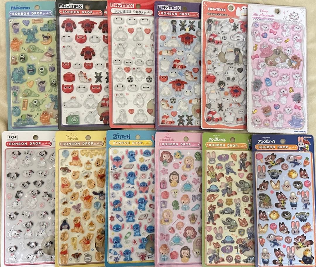 激レア！正規品ボンボンドロップシール　ディズニー12種類まとめ売り（通常サイズ）