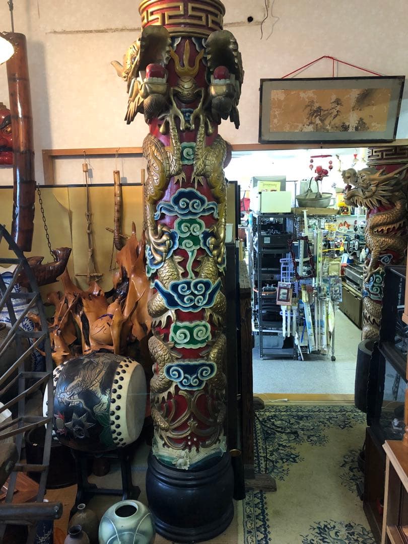 中華街の柱　龍柱　２本セット