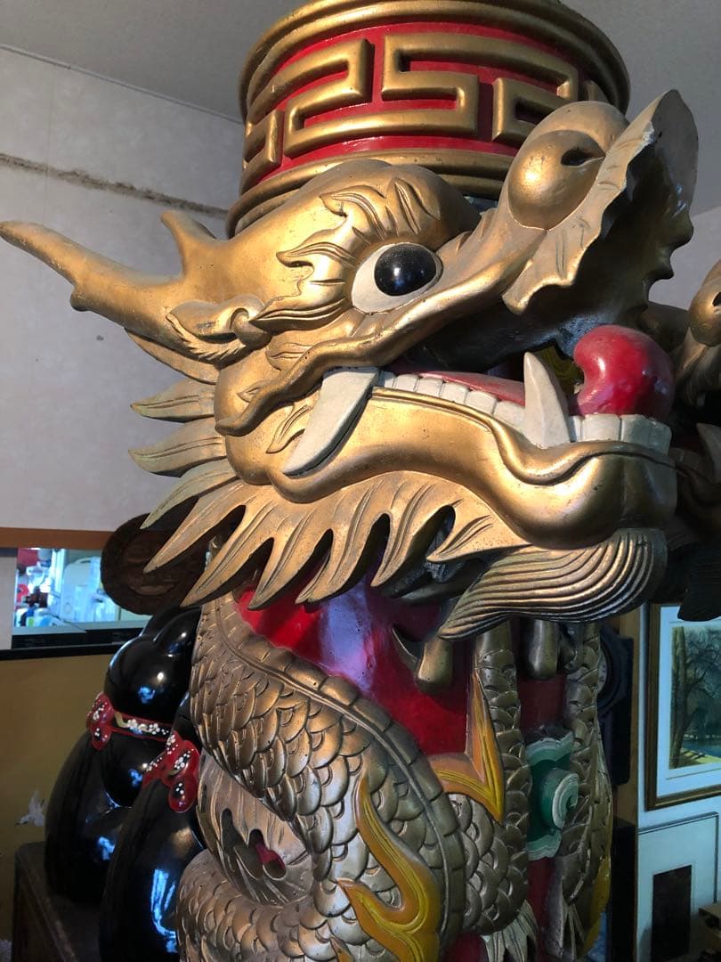 中華街の柱　龍柱　２本セット