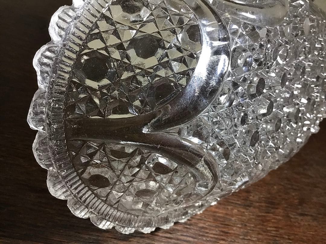 和ガラス◆ガラス鉢 2点◆大正ロマン アンティーク オーバル 取手付き