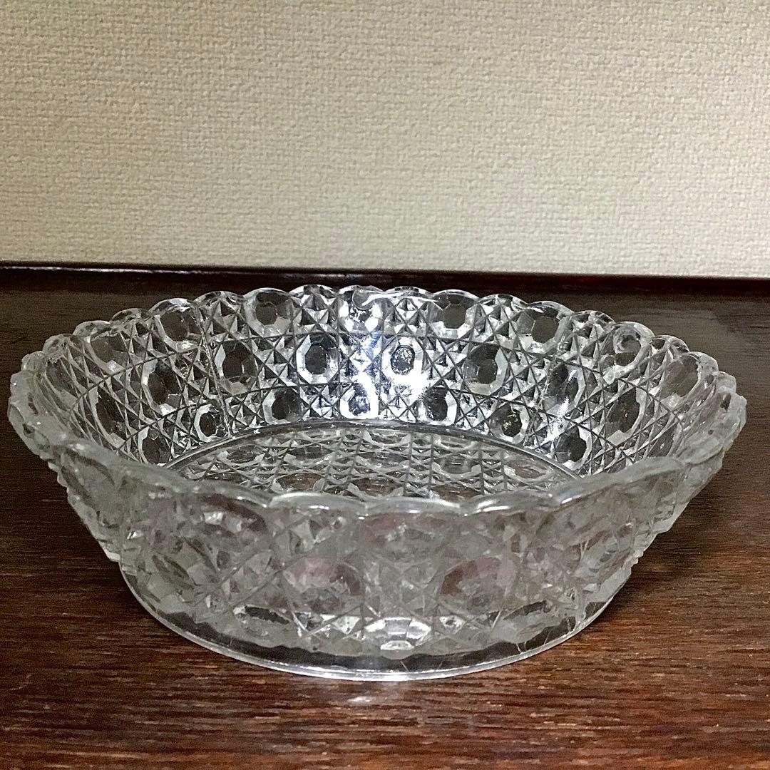 和ガラス◆ガラス鉢 2点◆大正ロマン アンティーク オーバル 取手付き