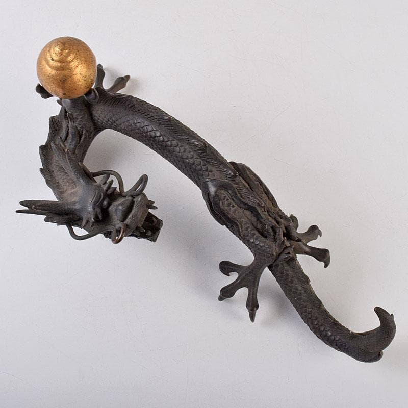 ヤマ　時代金工　古銅　輝銘　宝珠龍　置物　約3.9㎏　F　R9062B