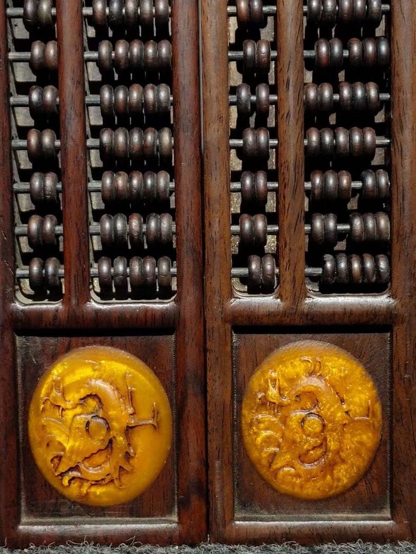 旧藏 文房具 木製　镇尺算盘 そろばん　開運　置物　2点インテリア　飾り