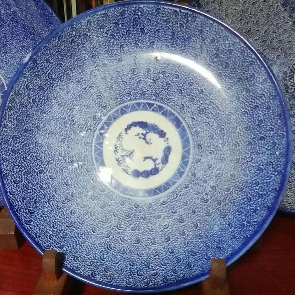 古伊万里　染付　微塵子唐草紋様