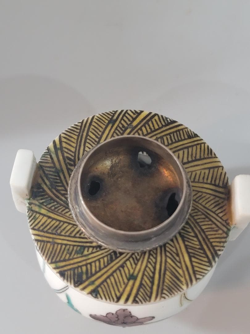 古美術 古九谷 香炉 銀火屋 時代物 DT187