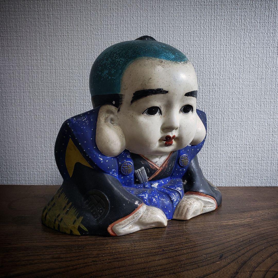 福助　縁起物　傷汚れあり　明治　大正ロマン　陶器　焼き物　上手物