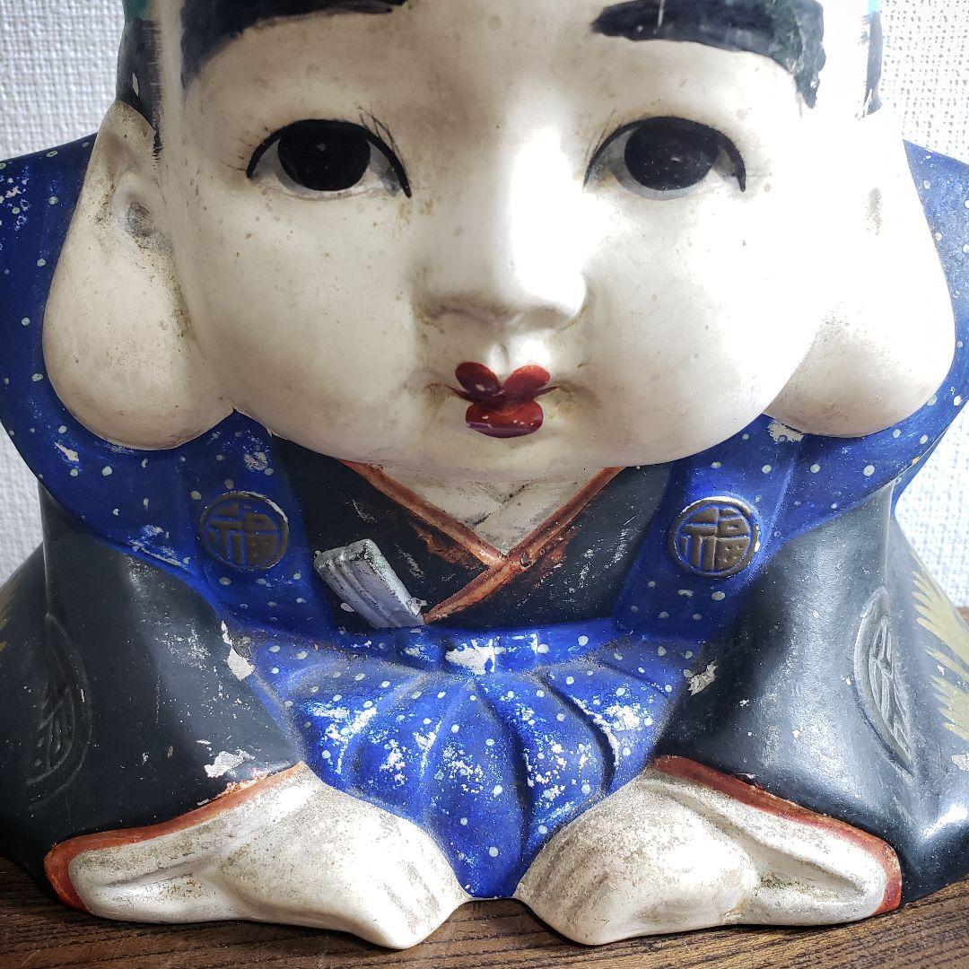 福助　縁起物　傷汚れあり　明治　大正ロマン　陶器　焼き物　上手物
