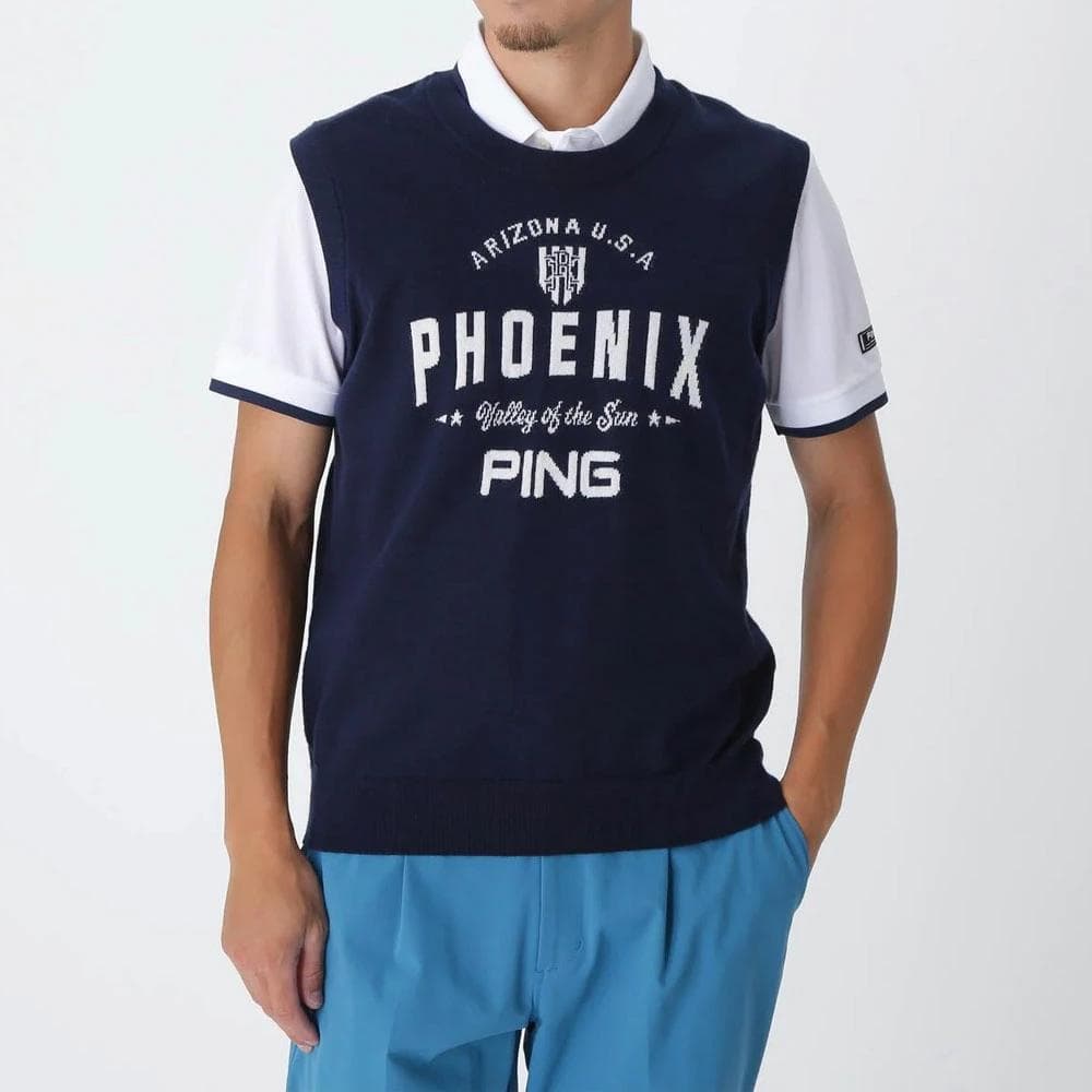 ピンゴルフ　レイヤードツインニット【L寸】ネイビー　 621-5274900