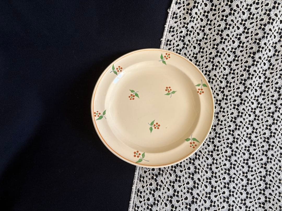 ムーランデルー窯 小花のプリント 低めコンポティエ フランス アンティーク