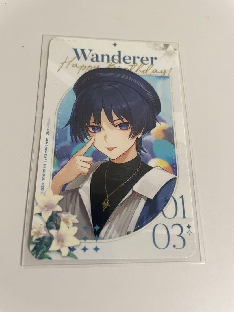 原神 韓国カフェ　放浪者 スカラマシュ 誕生日トレカ