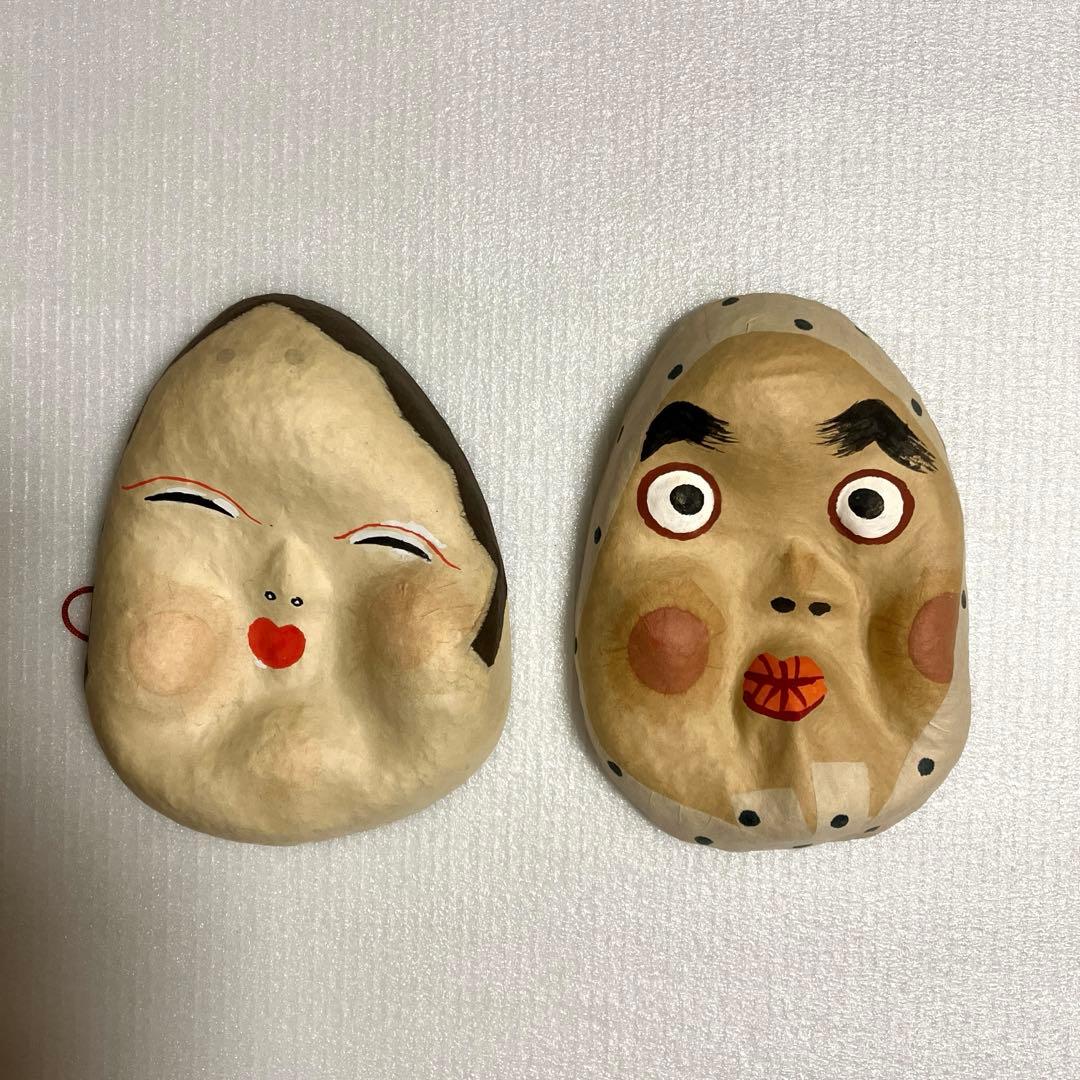 【希少】伝統工芸 ひょっとこ おかめ お多福 縁起物 面 アンティーク