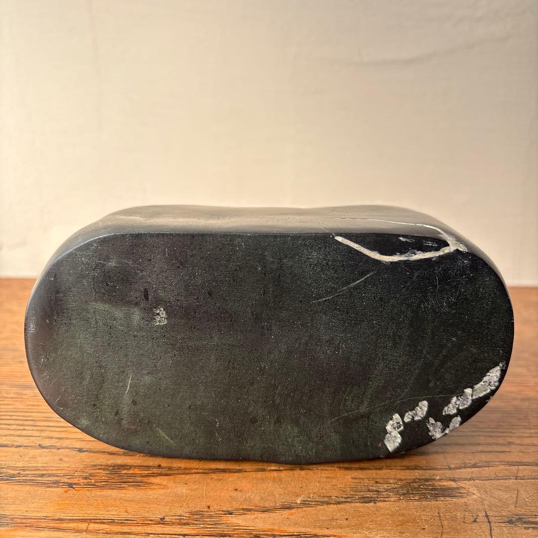 菊花石 鑑賞石 くり抜き 花器 水盤 いけばな 黒 茶花 レア 骨董 珍品
