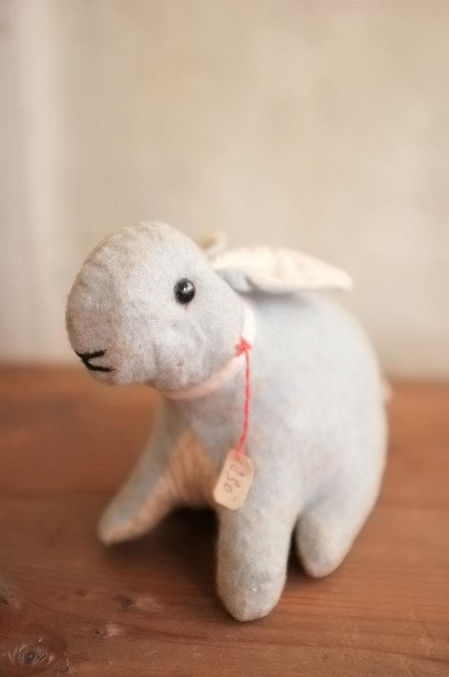 フランス 青いうさぎさんと薔薇色のリボンb ドール テディベア アンティーク