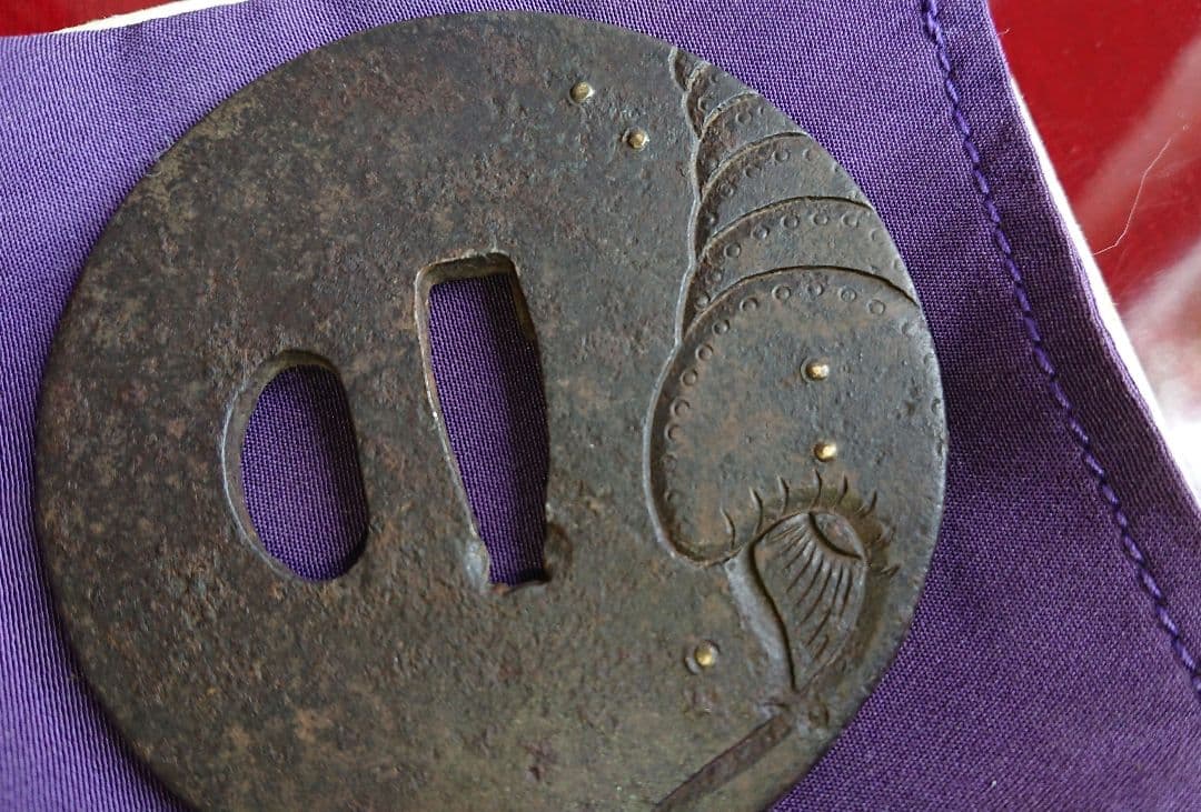 稀少 江戸後期 日本刀 刀鍔 象嵌