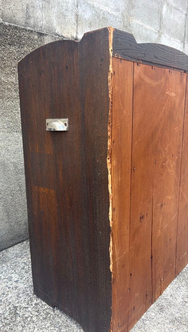 昭和レトロ 食器棚 飾り棚 本棚 キャビネット すりガラス アンティーク