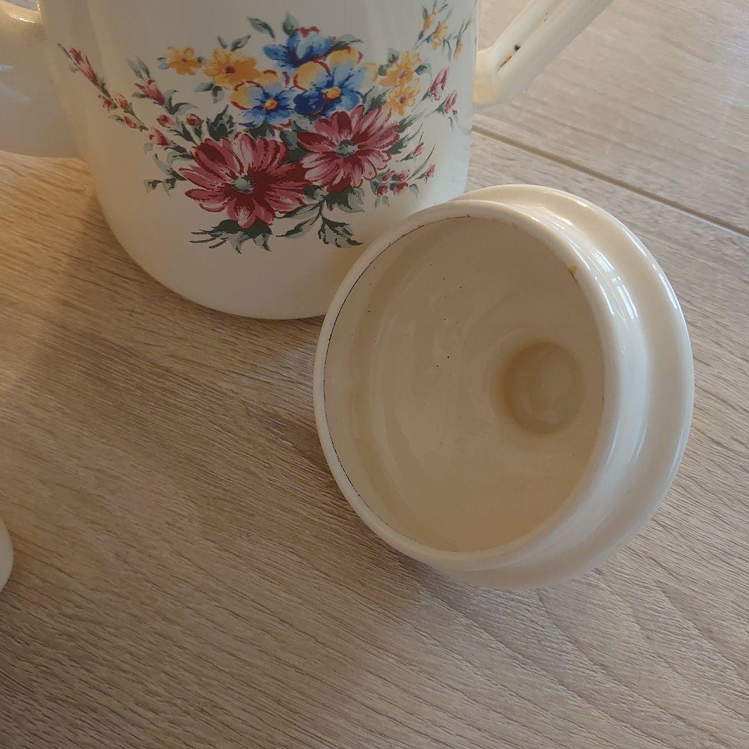 【希少価値】フランス製　アンティーク　ホーロー　ポット　容器