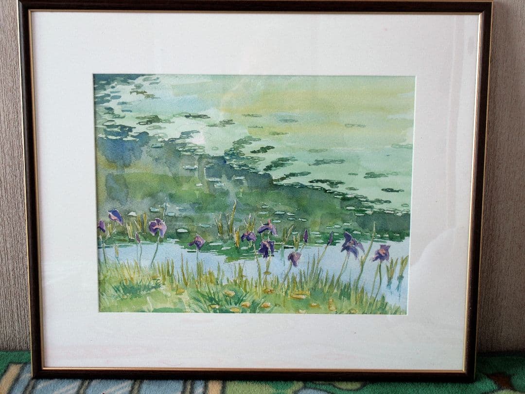水彩画「菖蒲と水草」