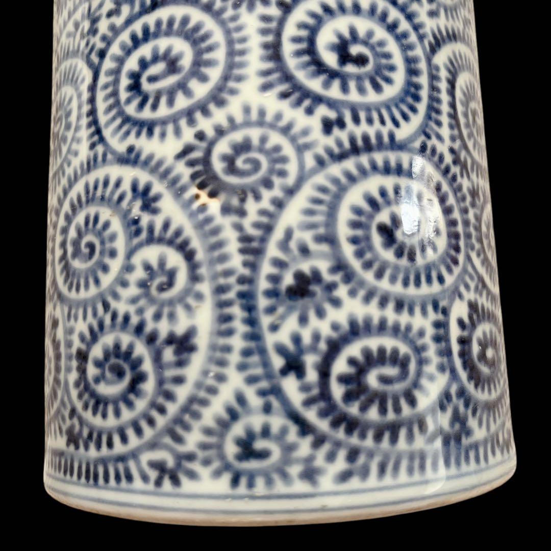 古伊万里 蛸唐草 円柱 大徳利 花瓶 染付け アンティーク 大きいサイズ 陶器