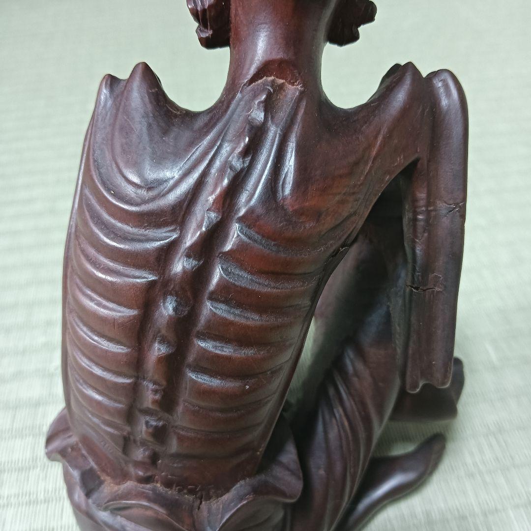 木製　中国　黄楊彫刻 釈迦苦行仏　彫刻　古美術　骨董　唐木黄楊木　寺院　仏教