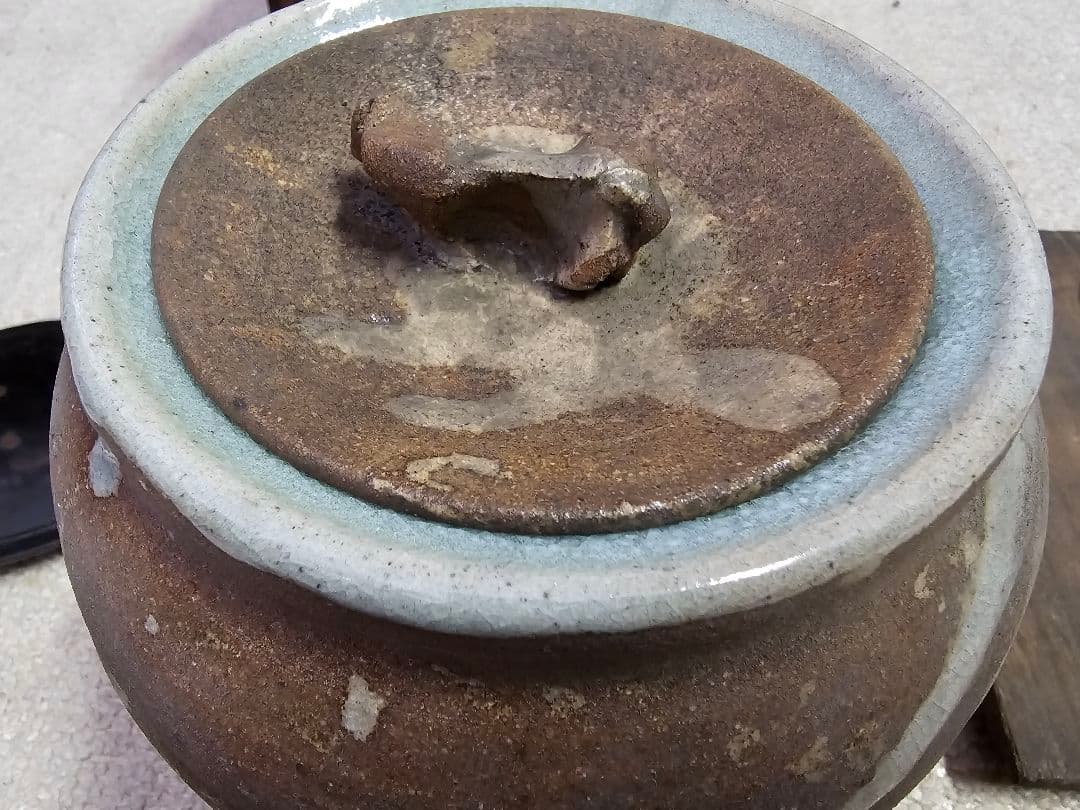 値下げ限界‼️早い者勝ち 江戸期 伊賀焼 水差し 漆替え蓋有り