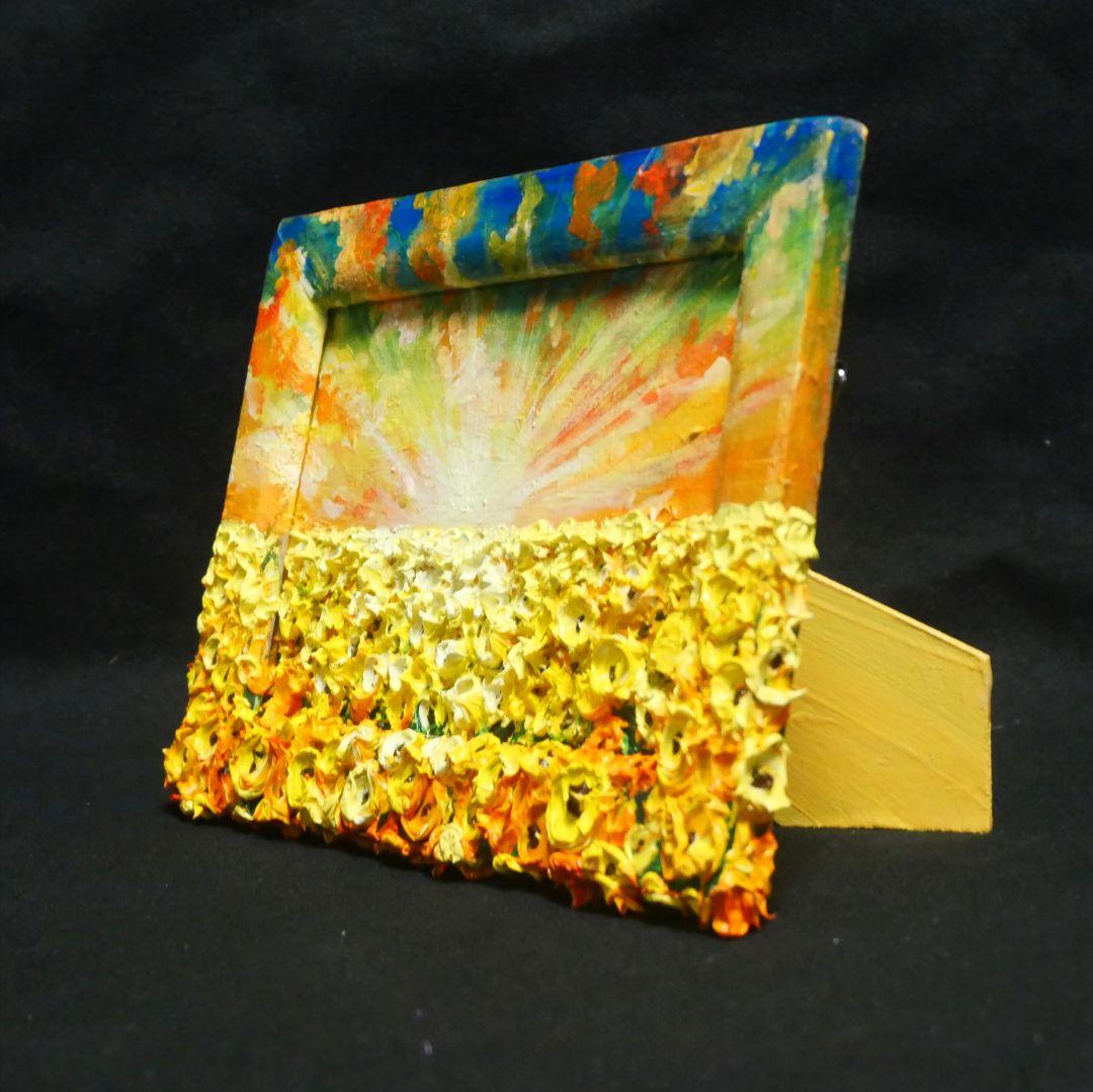 油絵 油彩 油彩画 絵 絵画 【黄昏の向日葵】ミニ絵画