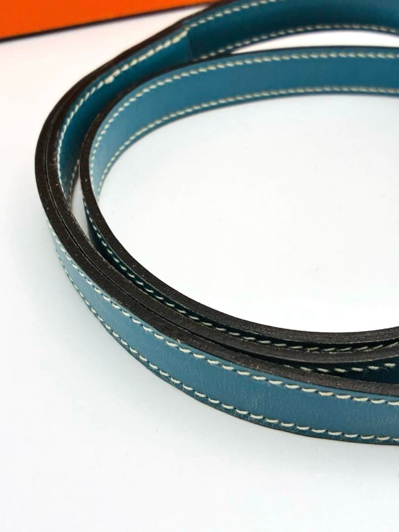 HERMES レザー　ブルー　犬用リード