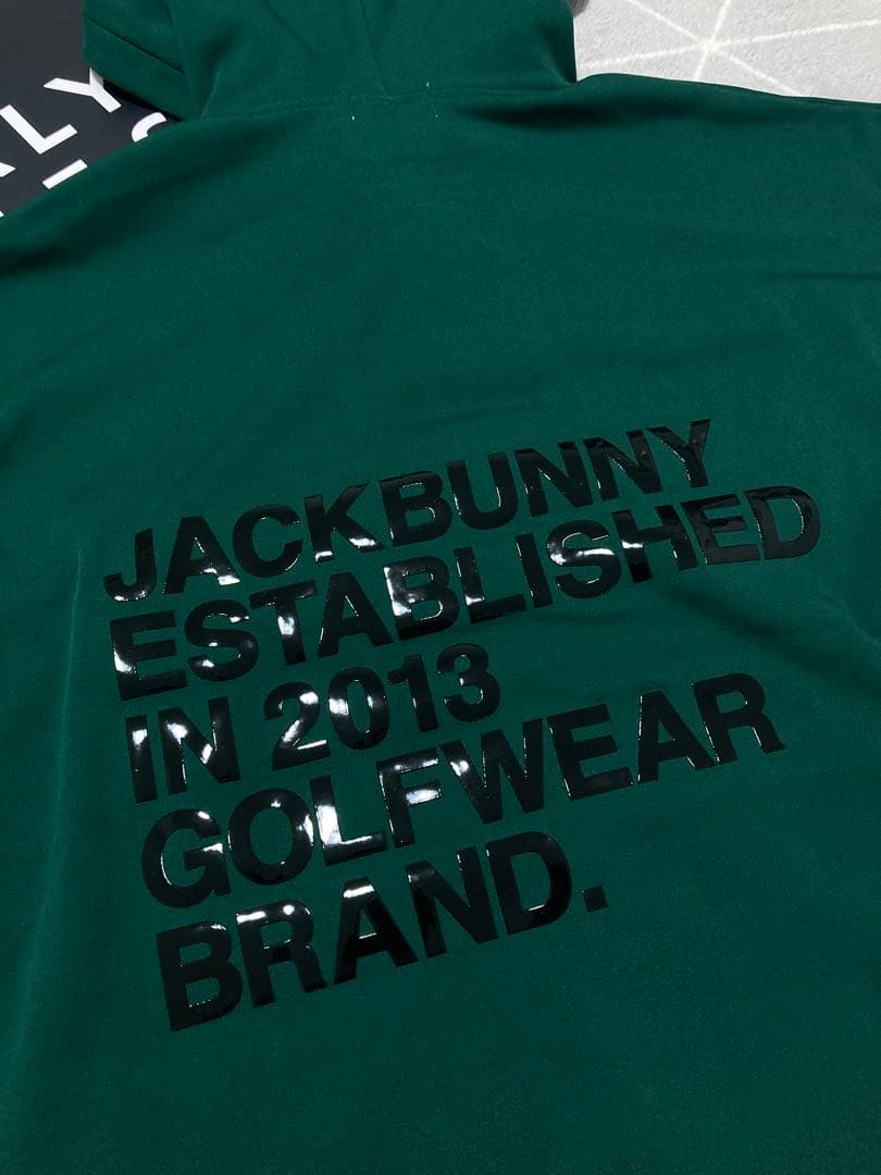 新品 パーリーゲイツ ジャックバニー ソフトタッチ 裏起毛パーカー(4)M/緑