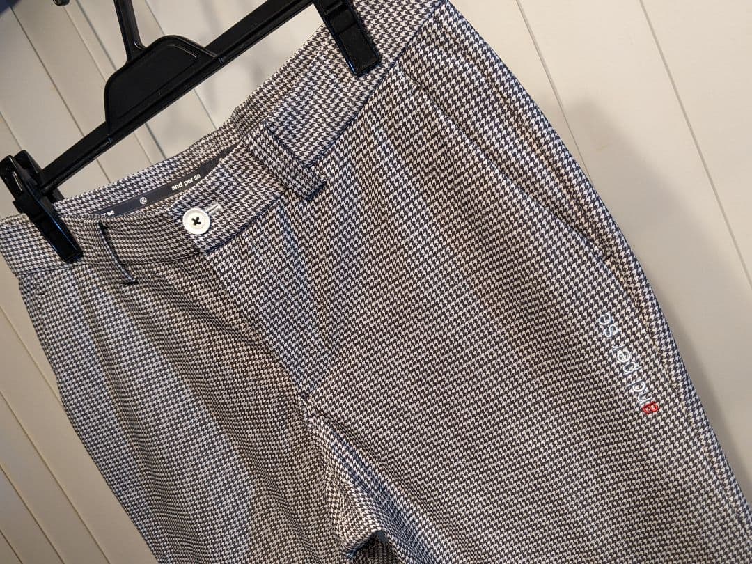 アンパスィ　千鳥柄　ストレッチ　ロング　パンツ　ゴルフ　ウェア　ナイロン　総柄