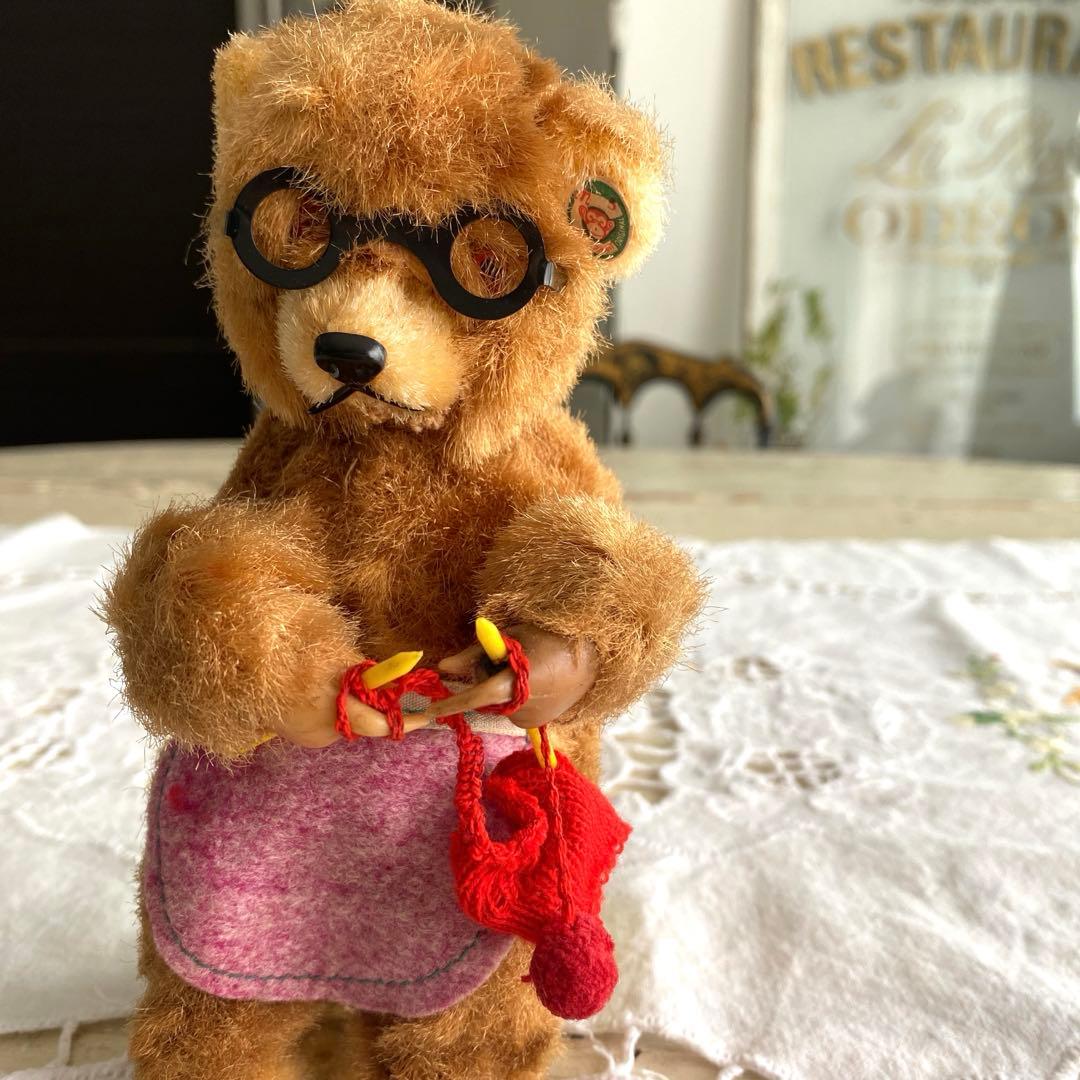 アンティーク　ビンテージベア　ゼンマイ仕掛け　編み物ベア　max carl