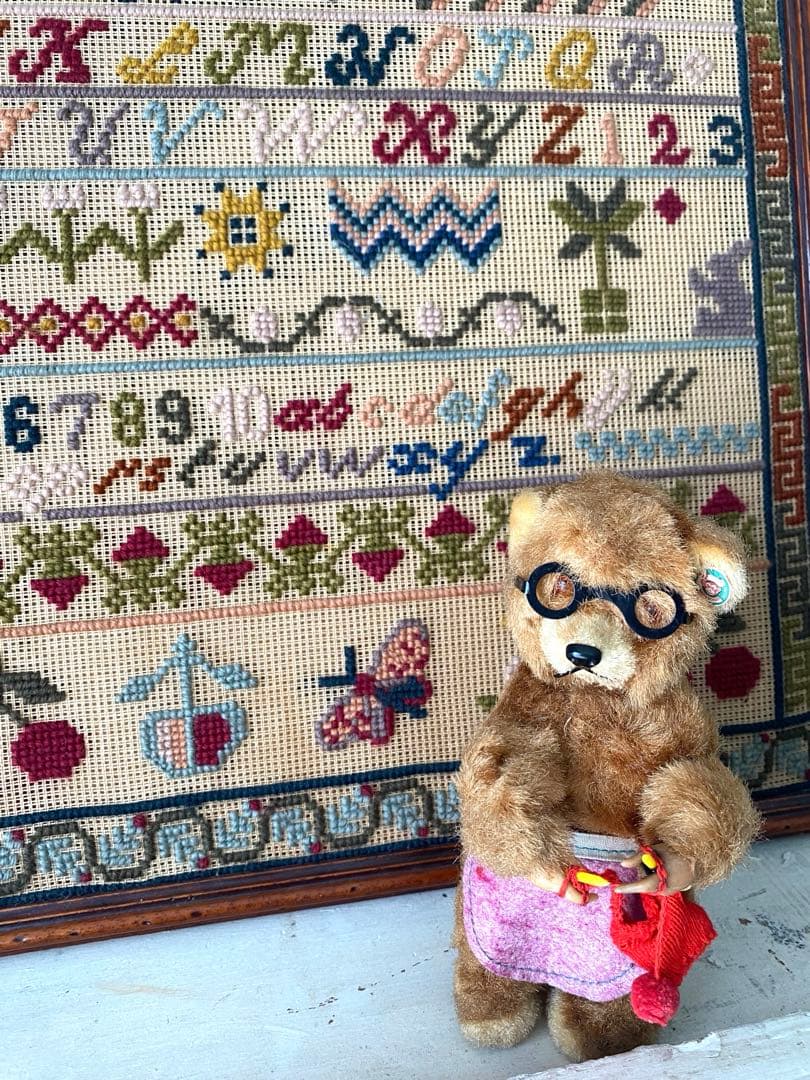 アンティーク　ビンテージベア　ゼンマイ仕掛け　編み物ベア　max carl