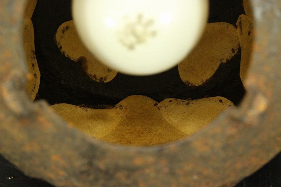 鉄製 吊り灯 和照明 吊り鎖付 時代物(A977)