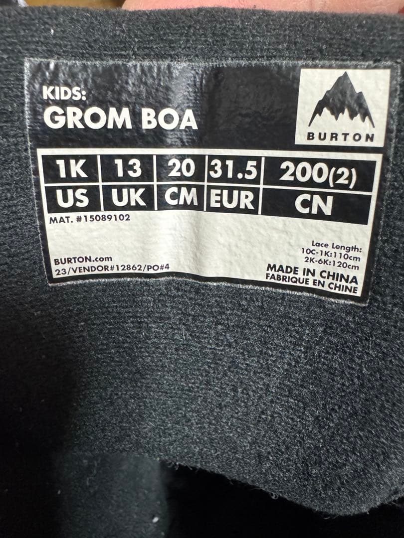 BURTON GROM BOA子ども用スノーボードブーツ　20cm